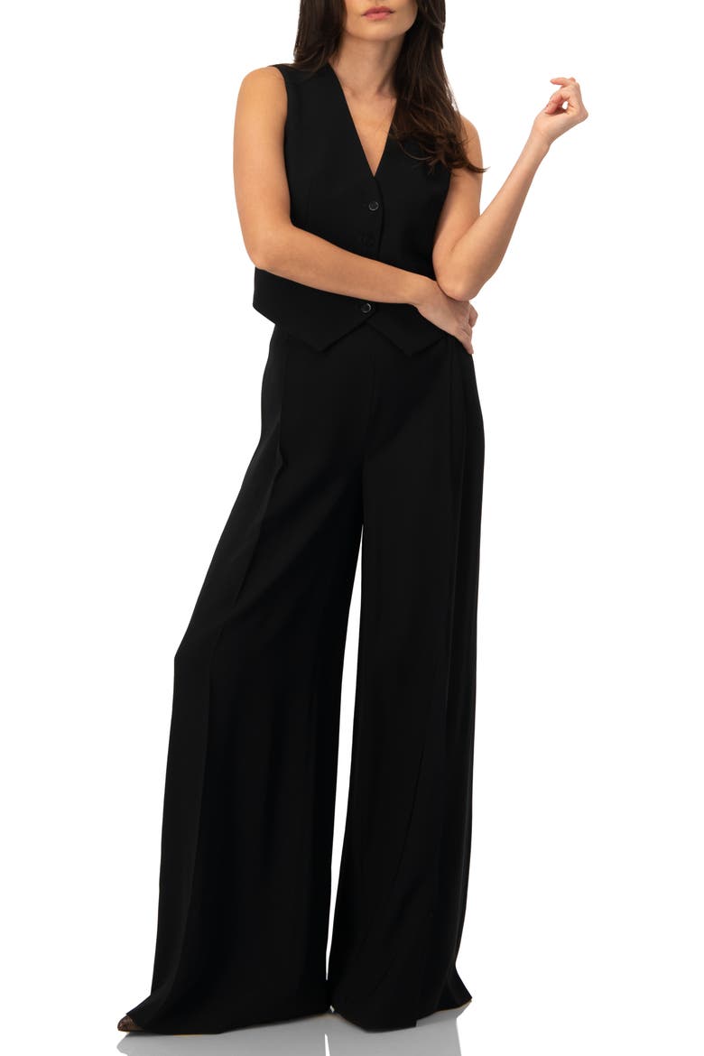 Tailored Sleeveless Vest with Button Closure, Alternate, color, Black