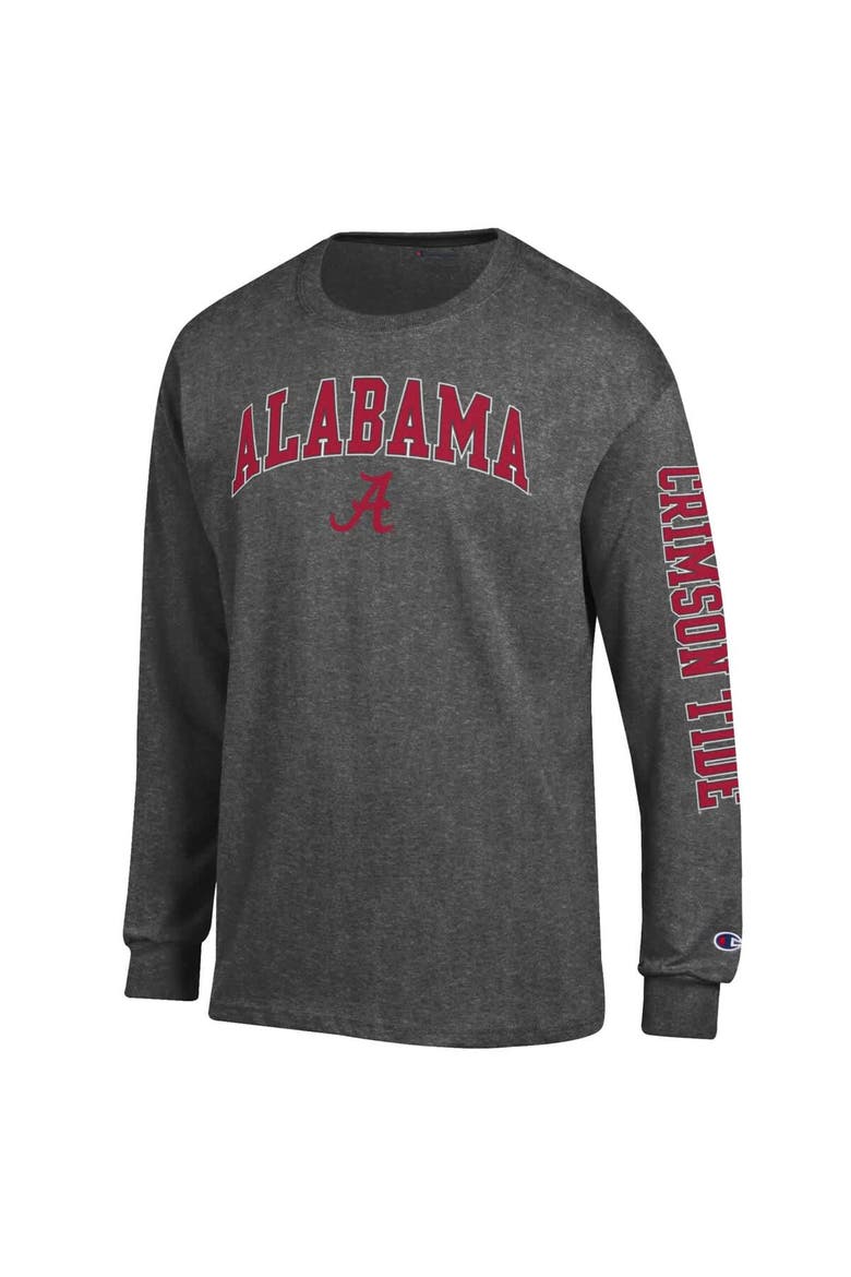 Men's Champion  Charcoal Alabama Crimson Tide Arch Over Logo 2-Hit Long Sleeve T-Shirt, Alternate, color, Charcoal
