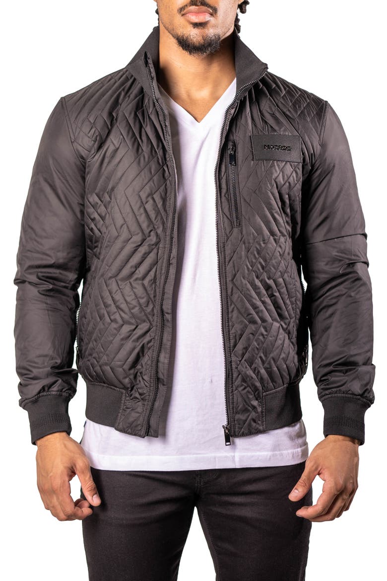 Puffycomb Quilted Bomber Jacket, Main, color, BLACK