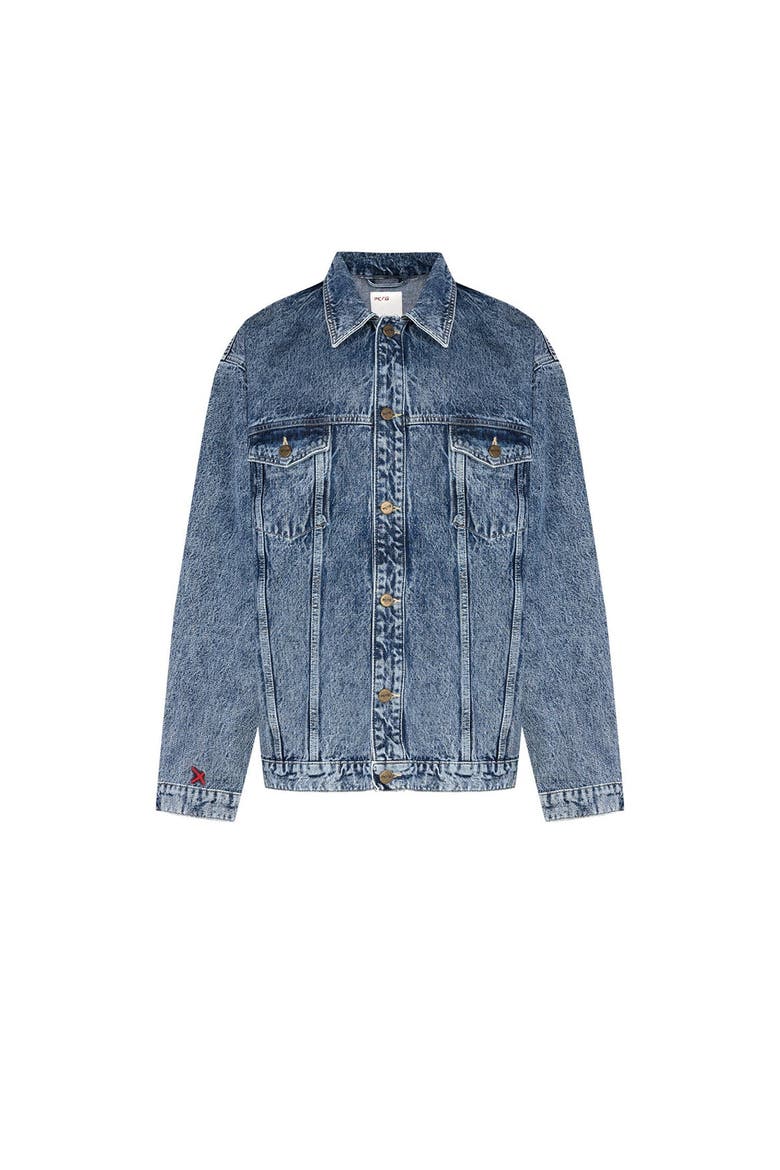 Pure Cotton Free Heaven Denim Jacket With Washed Effect, Main, color, blue