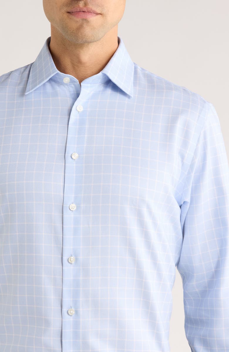 Nordstrom Traditional Fit Check Premium Non-Iron Cotton Dress Shirt, Alternate, color, Light Blue Angelo Pane