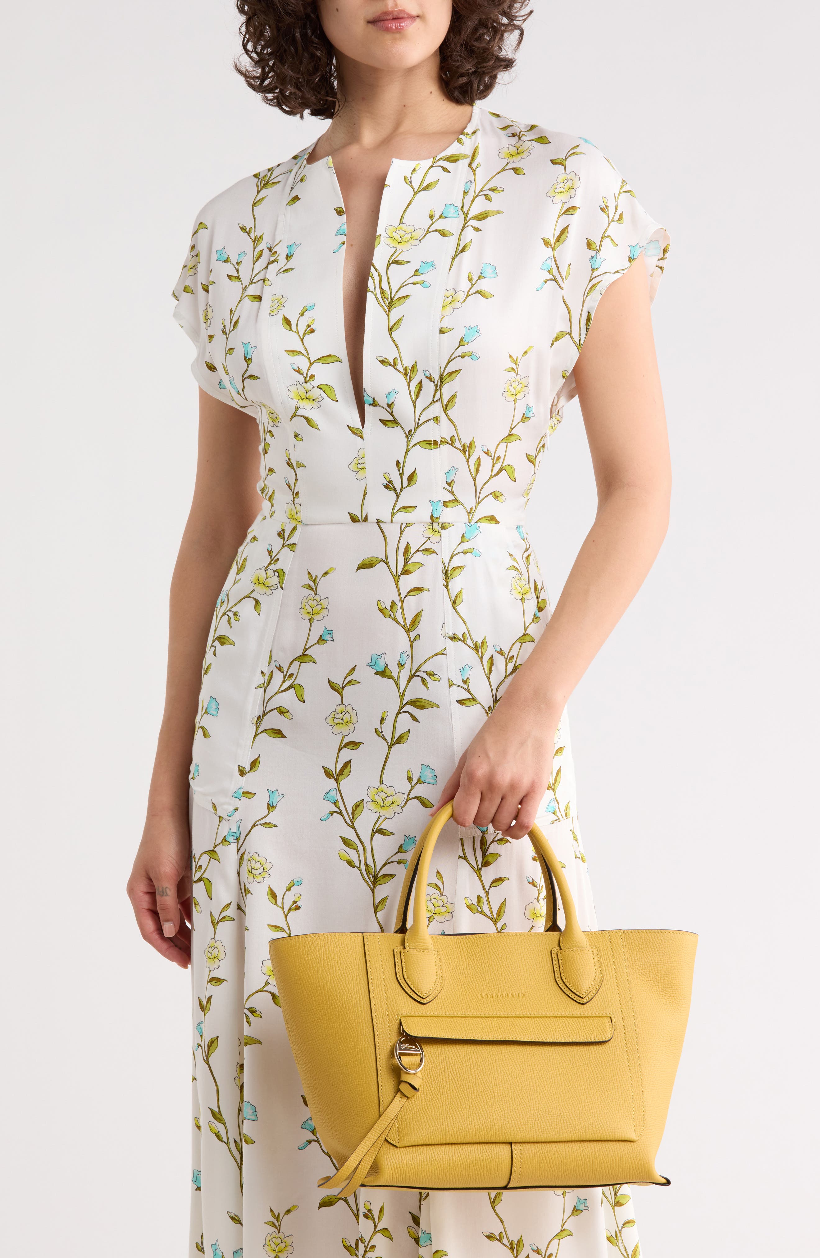 Medium Leather Handbag, Alternate, color, YELLOW