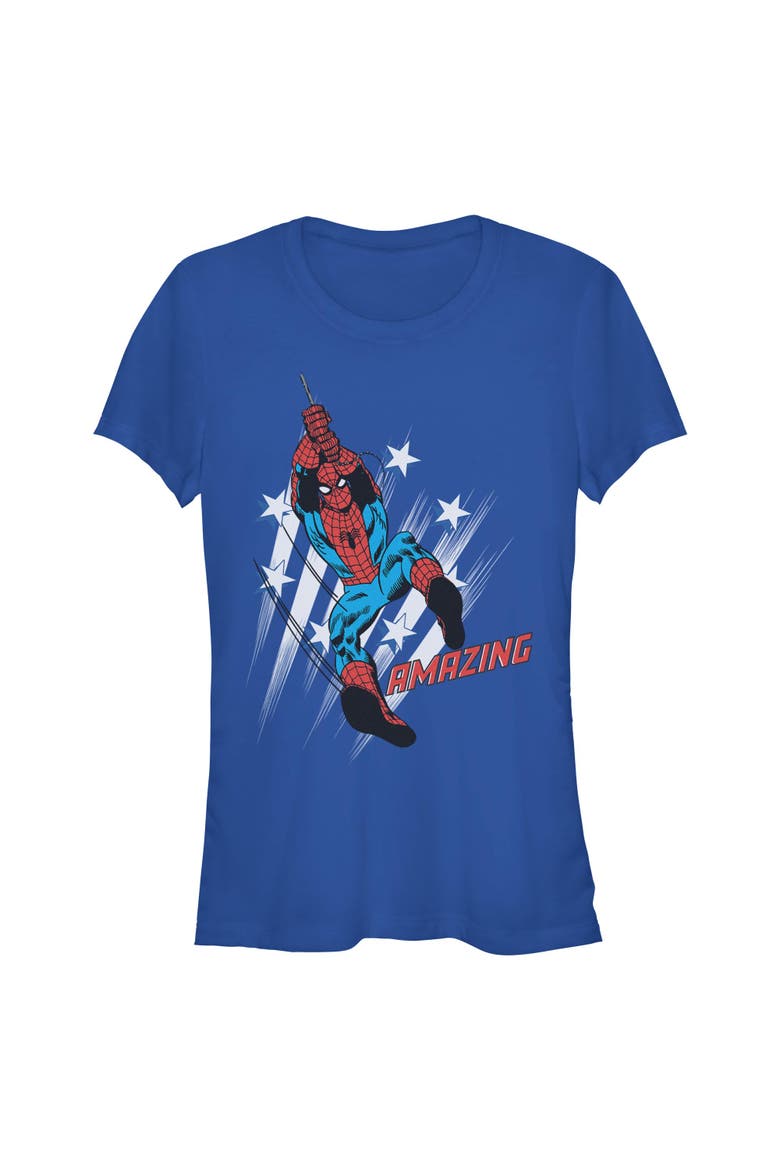 Junior's Amazing Stars Pose Short Sleeve Graphic T-Shirt, Main, color, Royal Blue