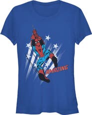 Marvel: Spider-Man Junior's Amazing Stars Pose Short Sleeve Graphic T-Shirt