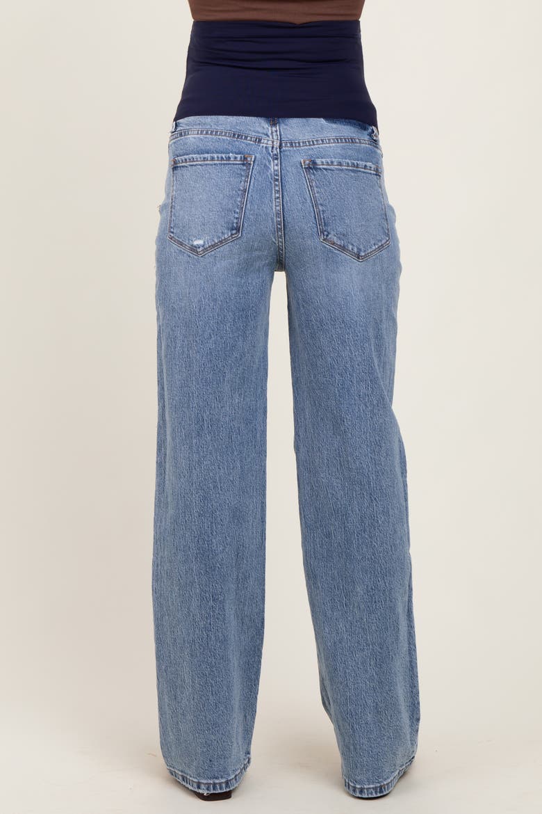 Lightly Distressed Maternity Wide Leg Jeans, Alternate, color, Blue