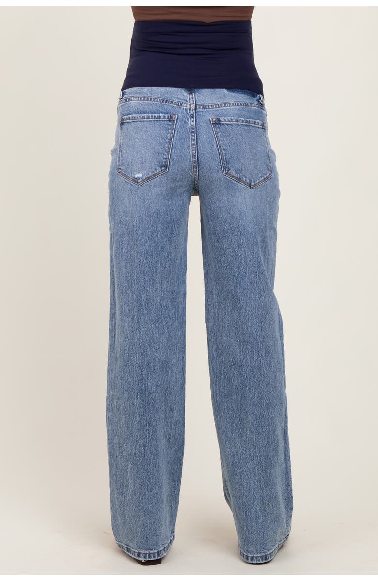 PinkBlush Lightly Distressed Maternity Wide Leg Jeans, Alternate, color, 