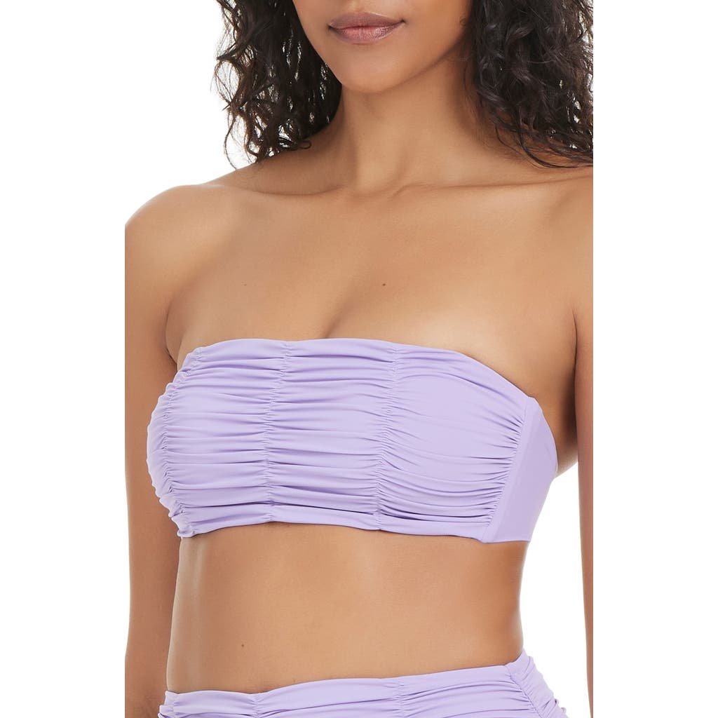 Sanctuary Shirred Bandeau Bikini Top In Purple