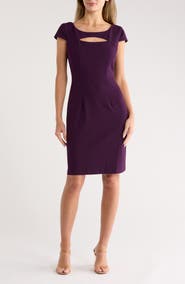 Connected Apparel Keyhole Neck Sheath Dress