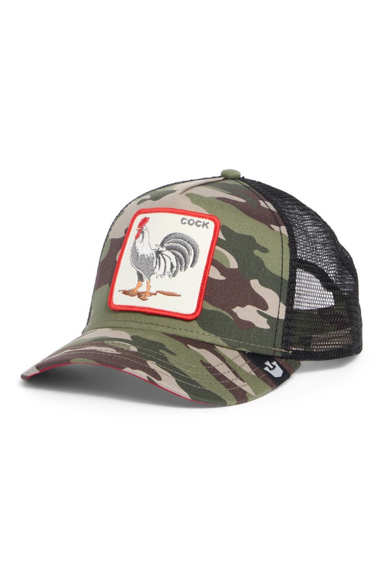 The Rooster Patch Trucker Hat, Main, color, CAMOUFLAGE