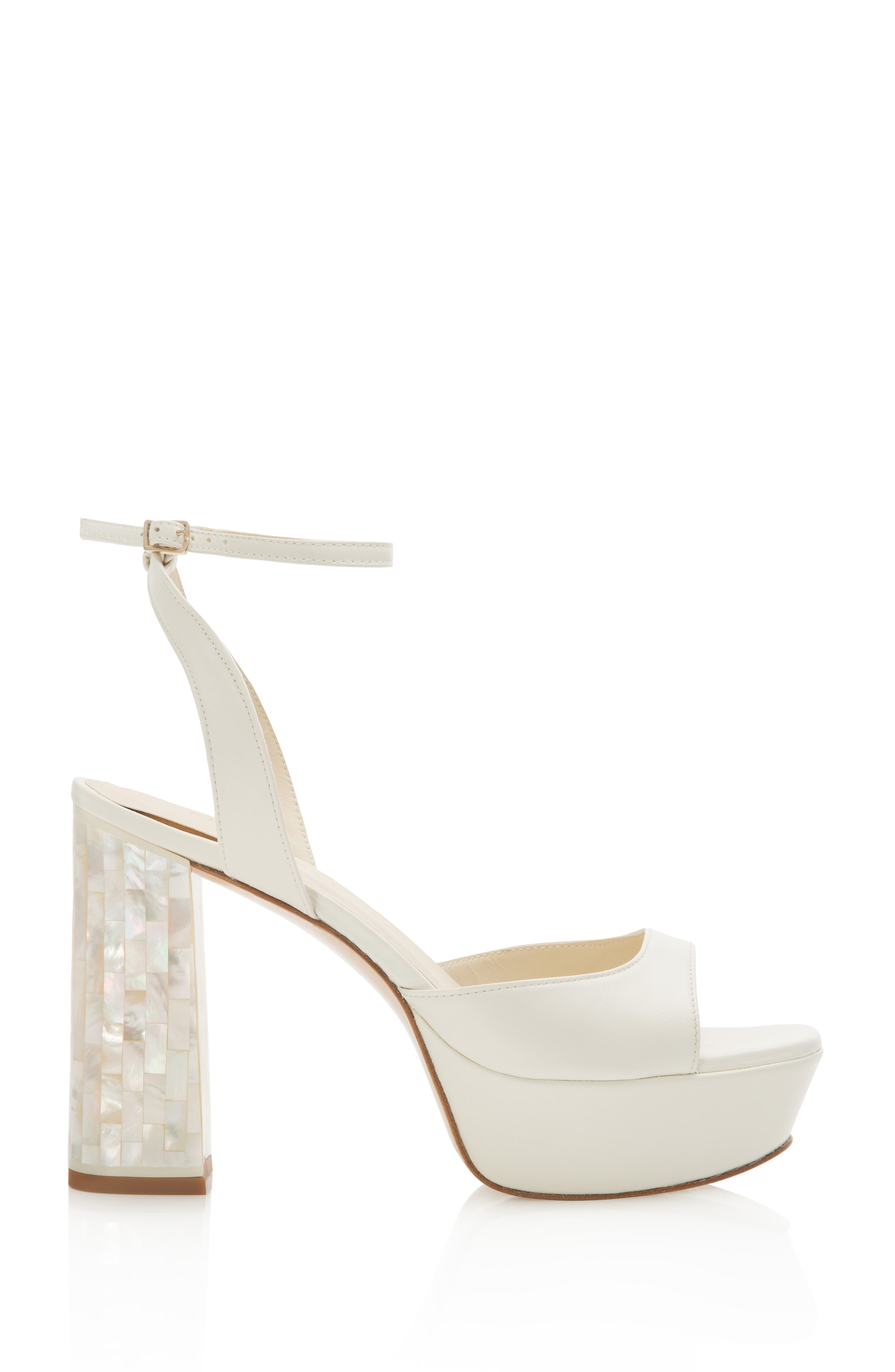 Freya Rose Margot Ankle Strap Pearl Platform Heel Sandal, Alternate, color, Ivory