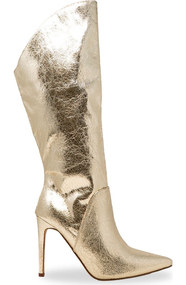 CHASE AND CHLOE Adonis Asymmetric Stiletto Boot, Alternate, color, Gold Metallic