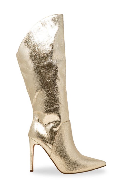 Chase & Chloe Chase And Chloe Adonis Asymmetric Stiletto Boot In Gold