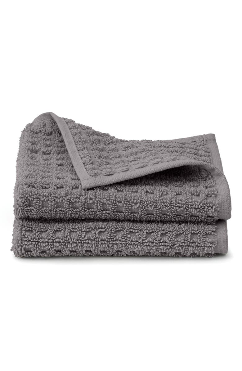 Boll & Branch Set of 2 Waffle Organic Cotton Washcloths, Main, color, Stone