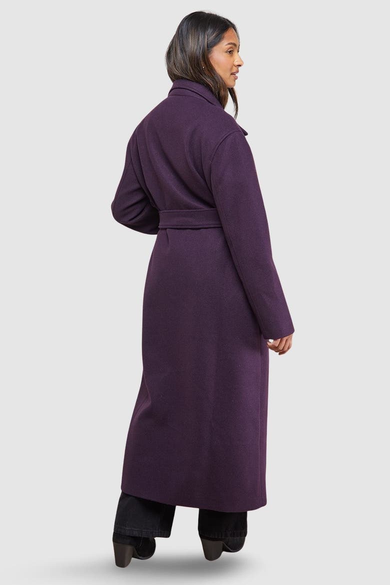 Tie Belt Detail Midi Coat, Alternate, color, Berry