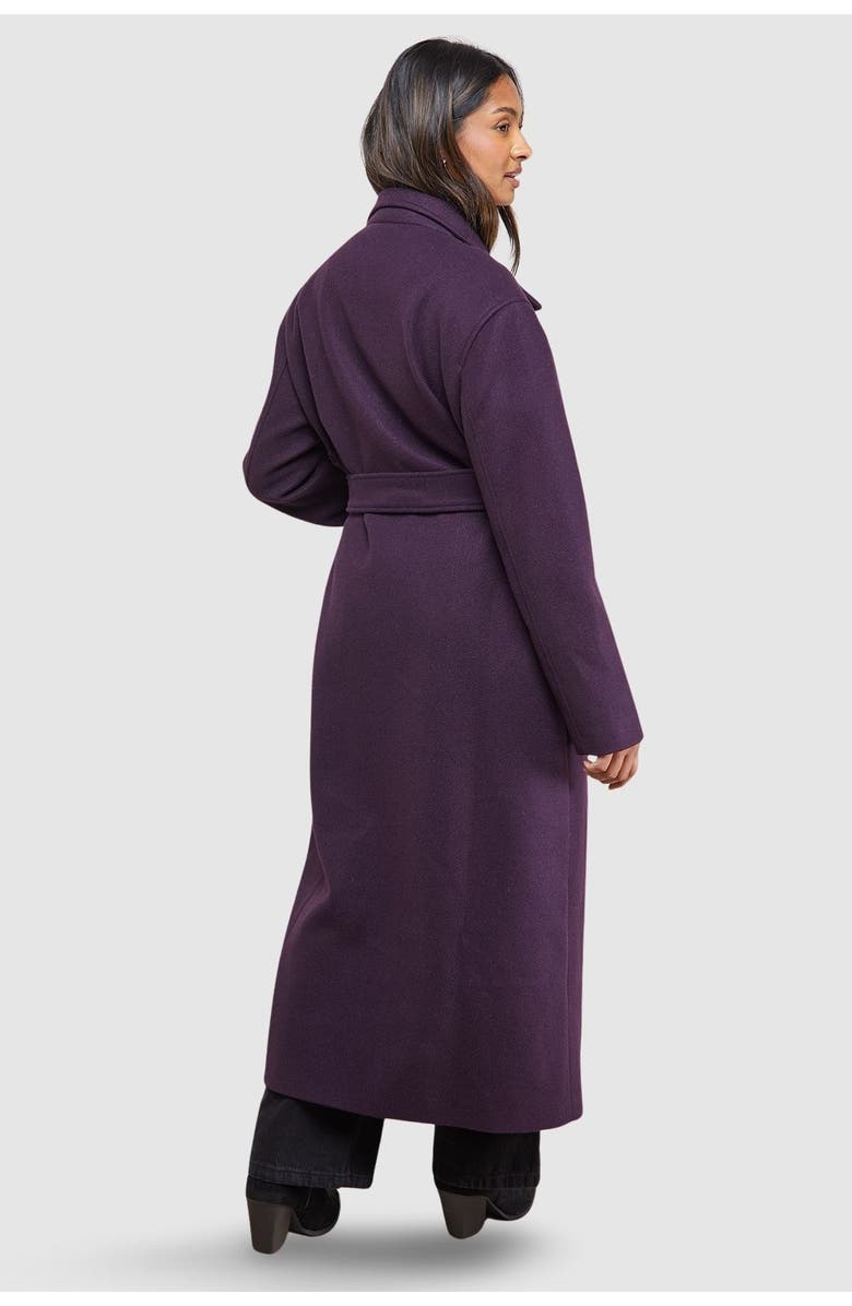 Oasis Tie Belt Detail Midi Coat, Alternate, color, Berry