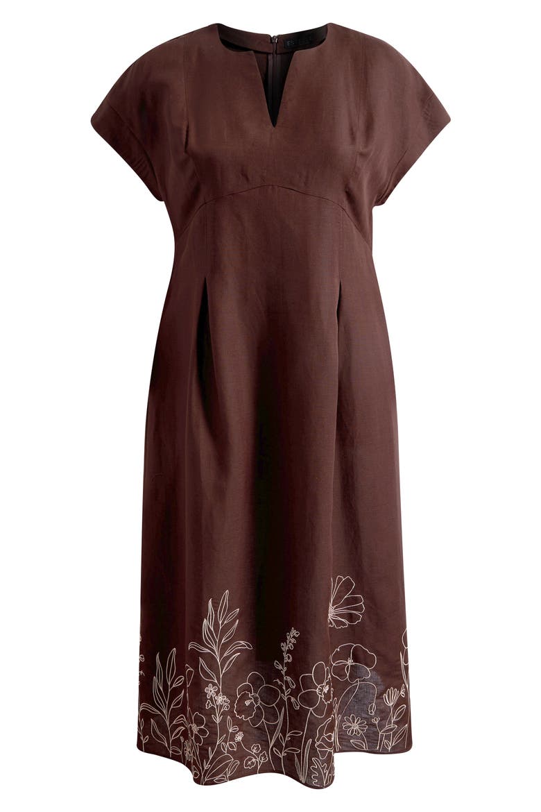 Emery Print Linen Blend Maxi Dress, Alternate, color, CHOCOLATE