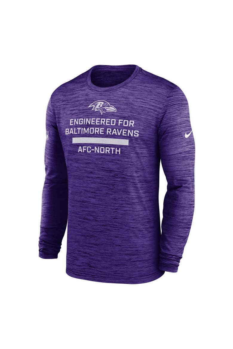 Men's Nike Purple Baltimore Ravens Sideline Velocity Performance Long Sleeve T-Shirt, Alternate, color, Purple