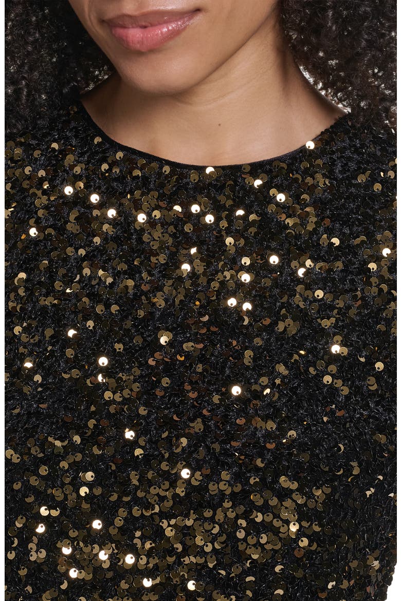 Sleeveless Sequin Velvet Sheath Dress, Alternate, color, BLACK GOLD
