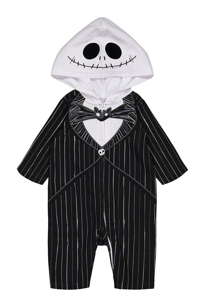 Nightmare Before Christmas Jack Skellington Cosplay Hooded One Piece Jumpsuit, Main, color, Jack Skellington Black