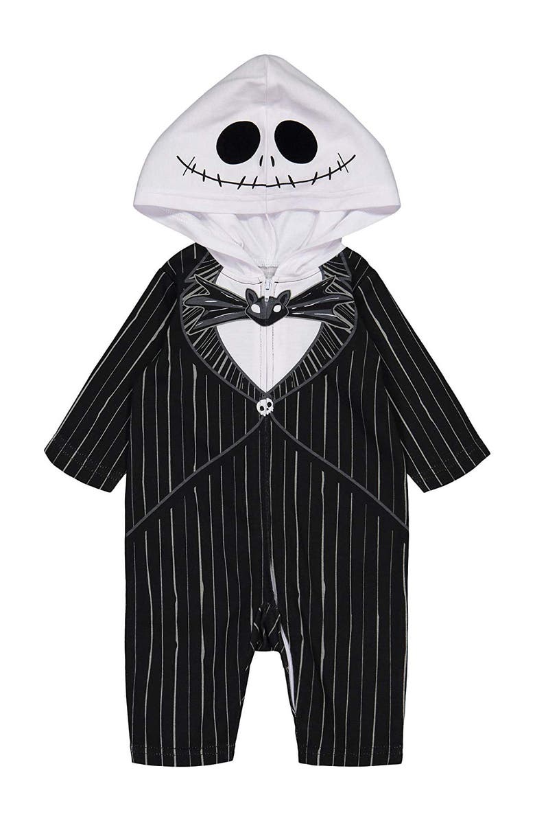 Disney Nightmare Before Christmas Jack Skellington Cosplay Hooded One Piece Jumpsuit, Main, color, Jack Skellington Black