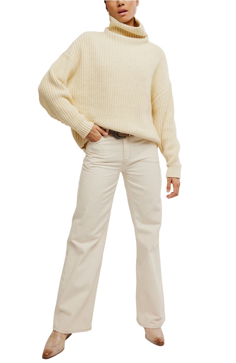 Free People Swim Too Deep Turtleneck Sweater, Alternate, color, Birch