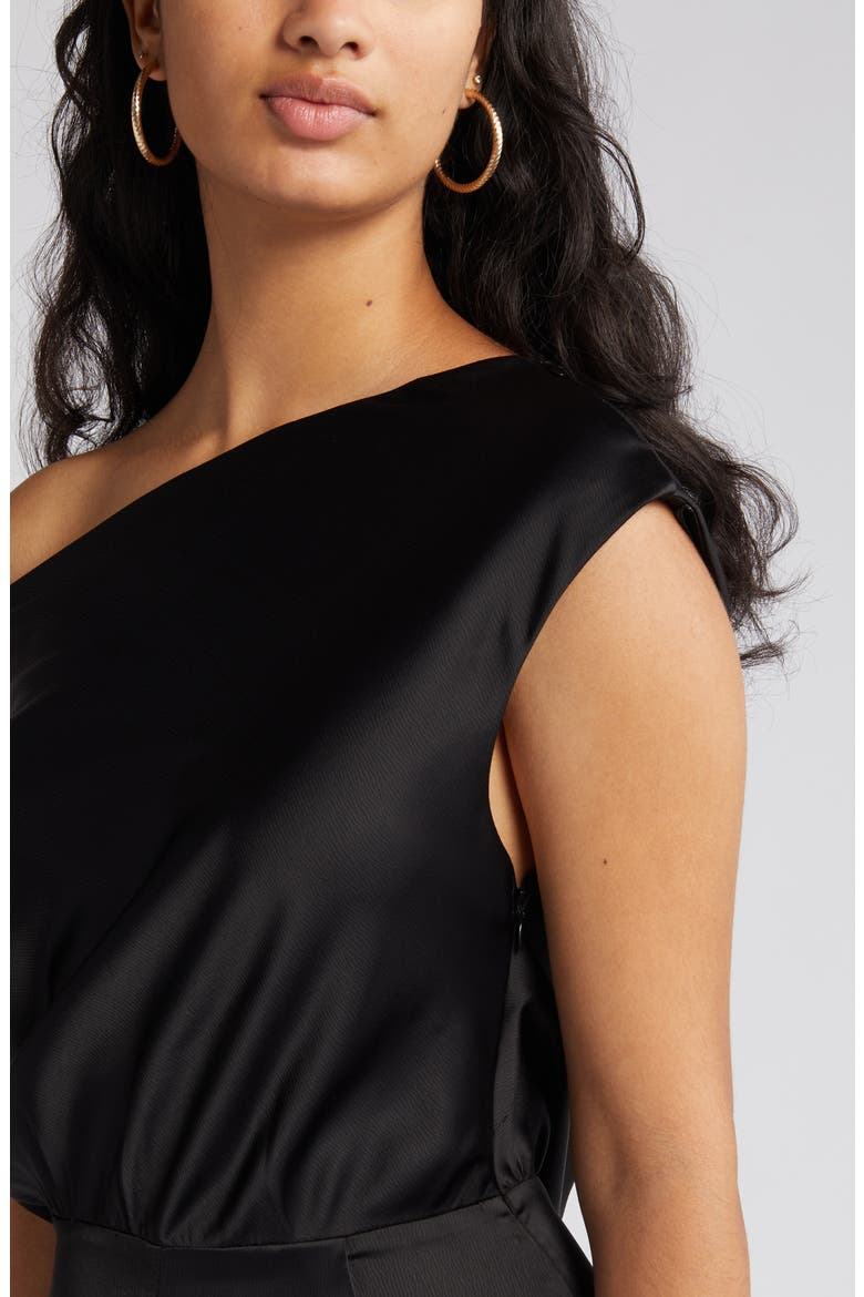 The Keita One-Shoulder Satin Jumpsuit, Alternate, color, BLACK