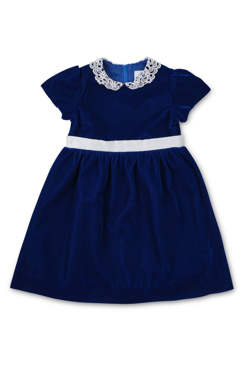 Velvet Dress With Lace Collar, Main, color, Royal Blue