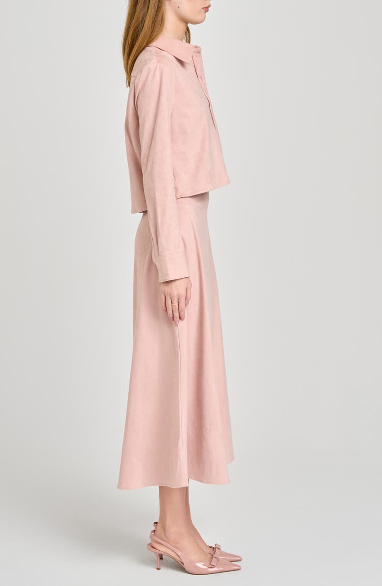 WAYF Chandler Long Sleeve Crop Button-Up Shirt, Alternate, color, Pink