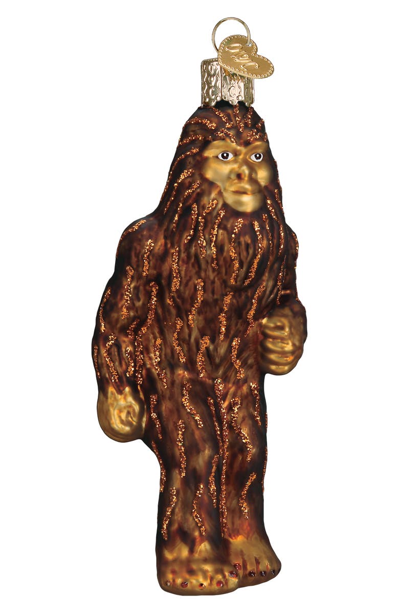 Old World Christmas Sasquatch Glass Ornament, Main, color, Brown
