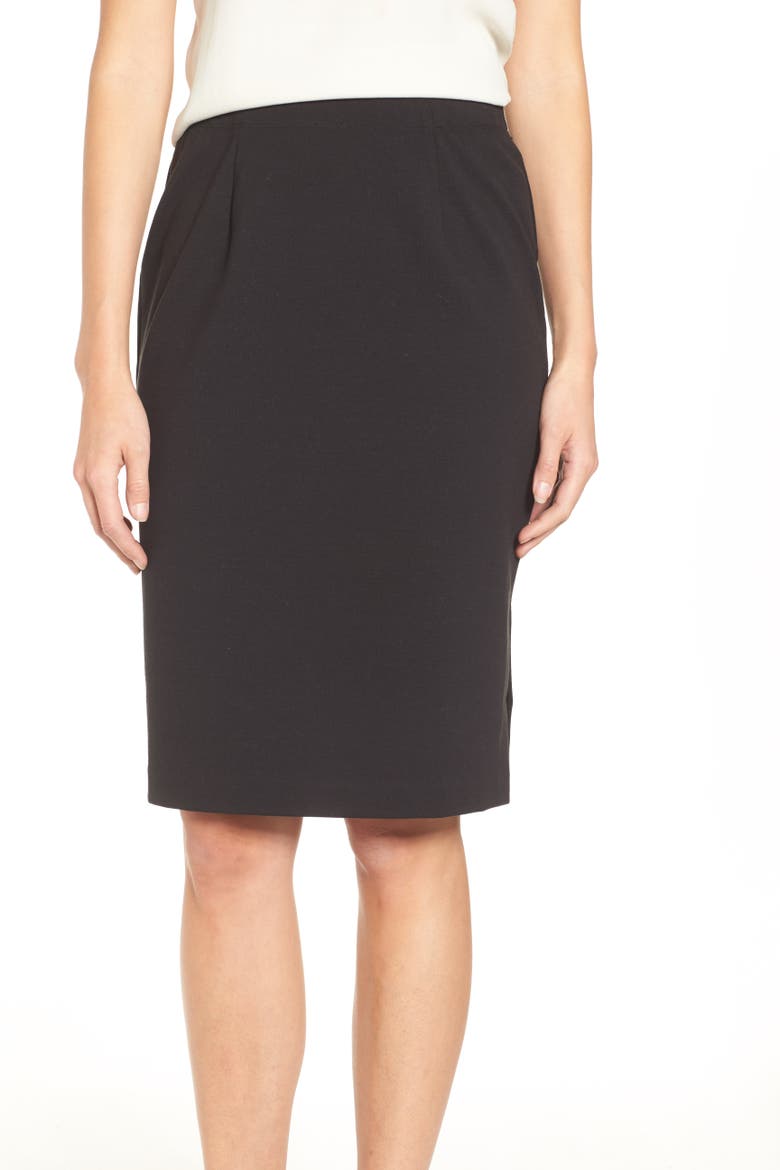 Stretch Ponte Pencil Skirt, Alternate, color, BLACK