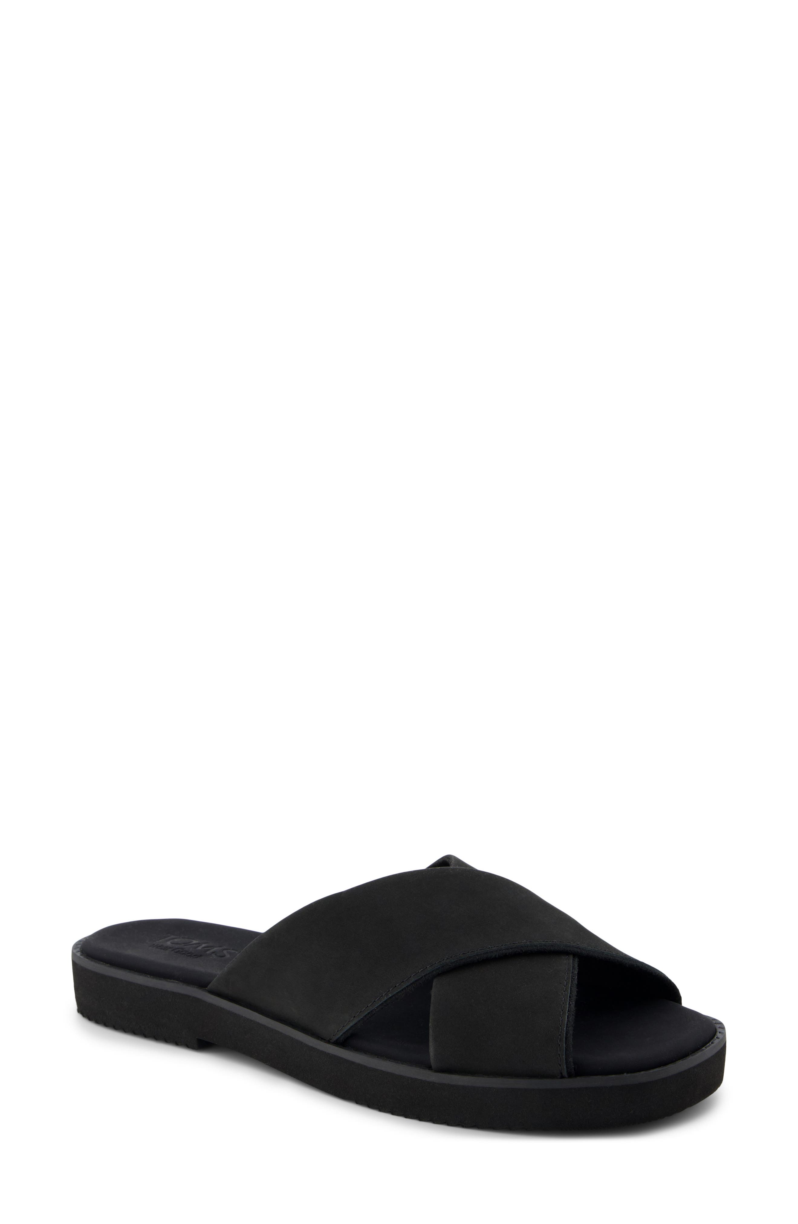 TOMS Mae Crossover Slide Sandal, Main, color, Black