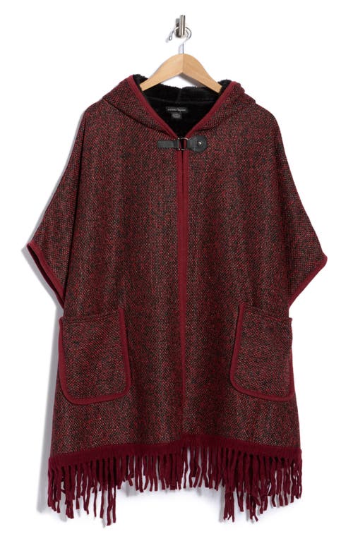 Nanette Lepore Hooded Jacquard Ruana In Burgundy