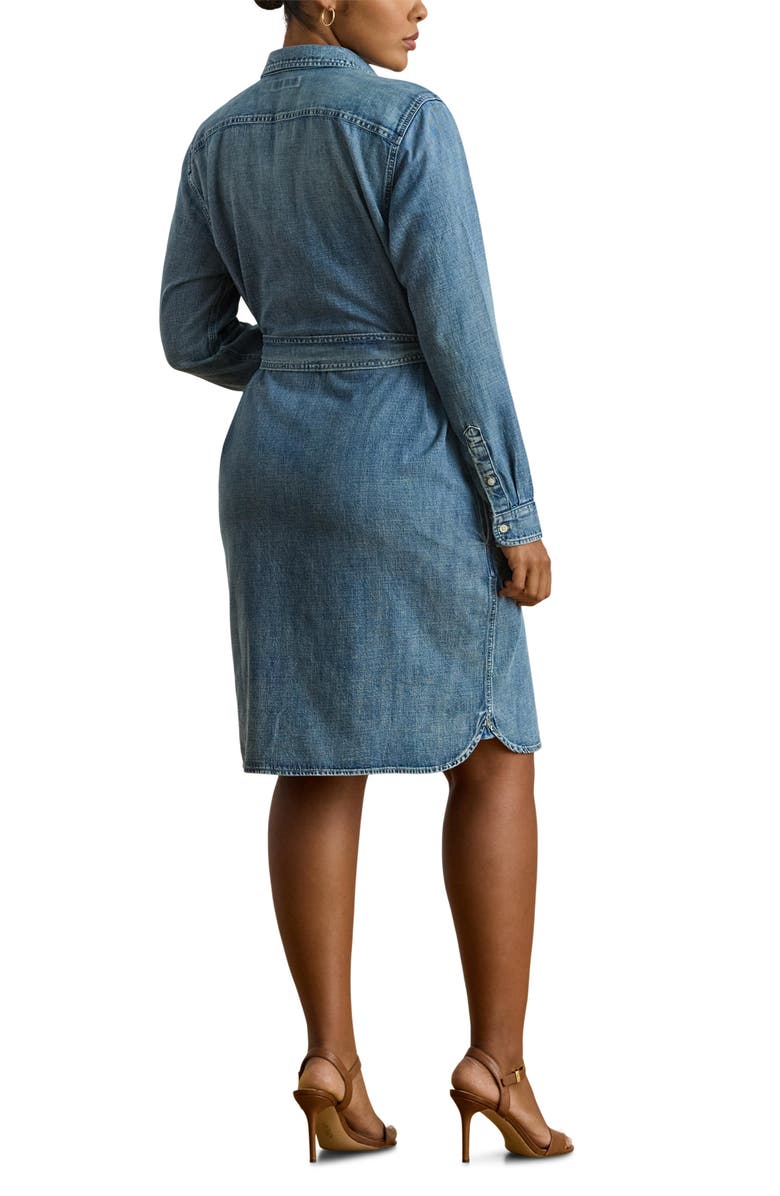 Lauren Ralph Lauren Jameika Long Sleeve Denim Shirtdress, Alternate, color, Odwin Wash