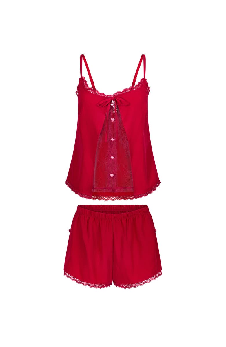 Adore Me Kiora Cami And Shorts Pajama Set, Alternate, color, Dark Red