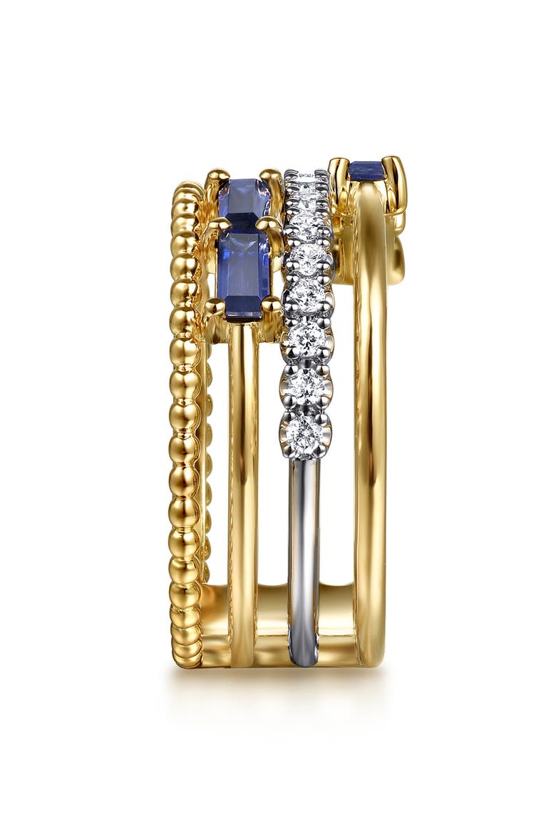 Wide Band Diamond & Sapphire Ring, Alternate, color, TWO TONE