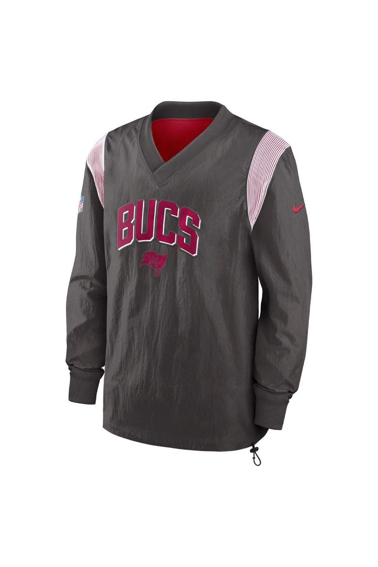 Men's Nike Pewter Tampa Bay Buccaneers Sideline Athletic Stack V-Neck Pullover Windshirt Jacket, Alternate, color, Pewter