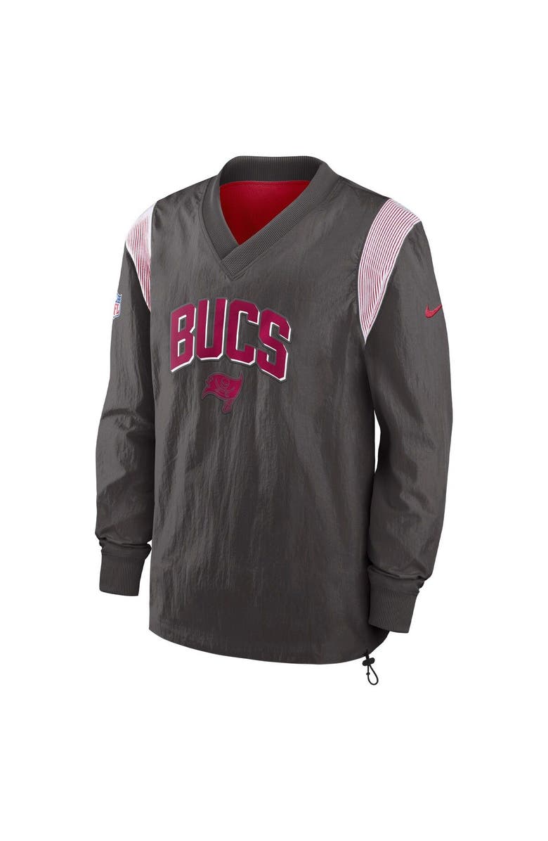 Nike Men's Nike Pewter Tampa Bay Buccaneers Sideline Athletic Stack V-Neck Pullover Windshirt Jacket, Alternate, color, Pewter