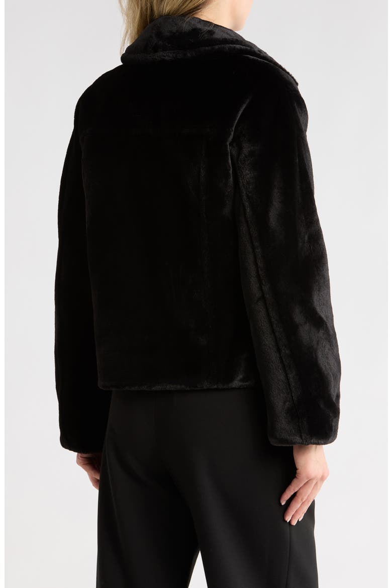 Faux Fur Trucker Jacket, Alternate, color, BLACK