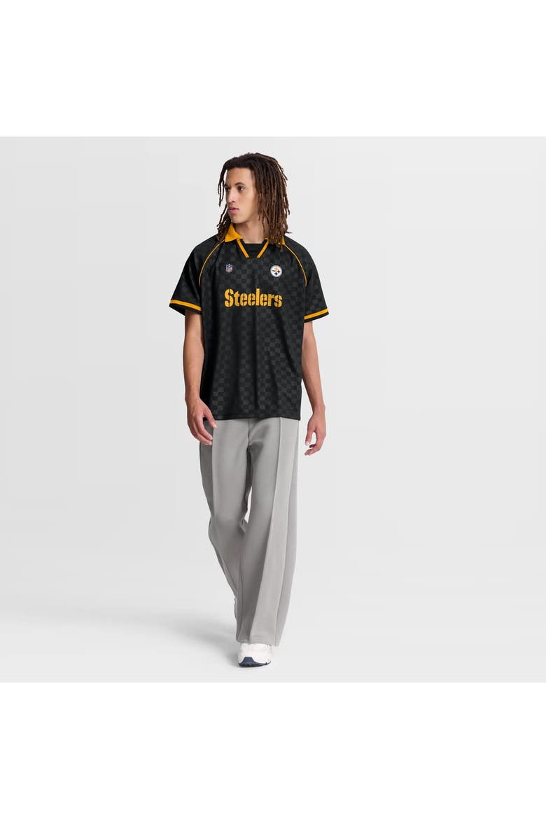 Men's Fanatics Black/Gold Pittsburgh Steelers Homerun Raglan V-Neck Polo, Alternate, color, Black