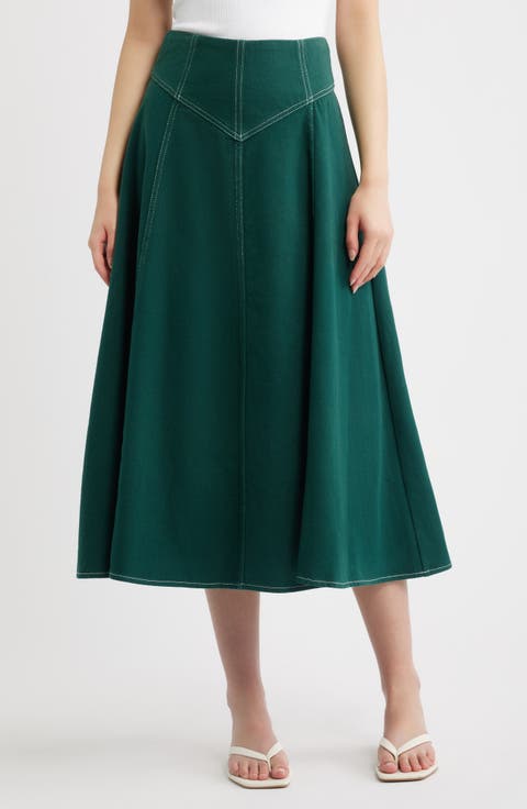 Diana Cotton Twill Midi Skirt