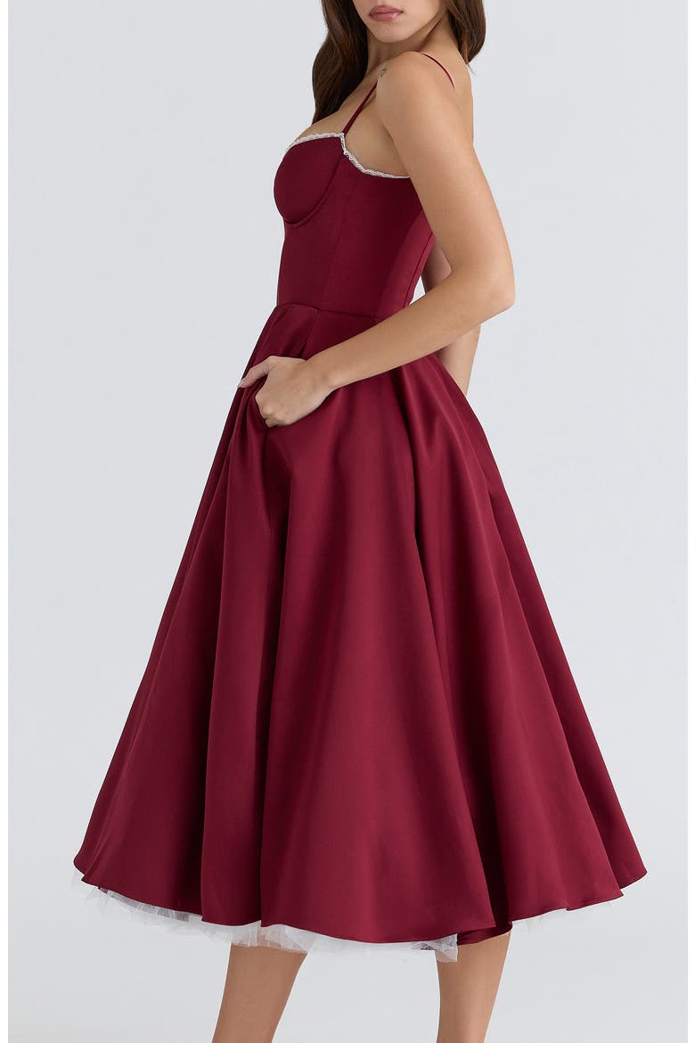 Mademoiselle Sweetheart Neck Satin Cocktail Dress, Alternate, color, WINE
