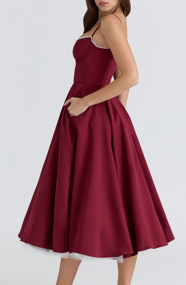 HOUSE OF CB Mademoiselle Sweetheart Neck Satin Cocktail Dress, Alternate, color, Wine