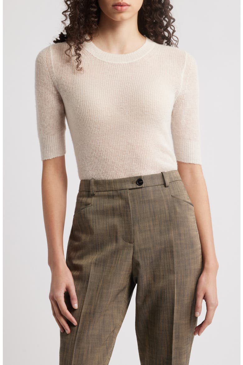 Fusionana Short Sleeve Sweater, Main, color, OPEN WHT
