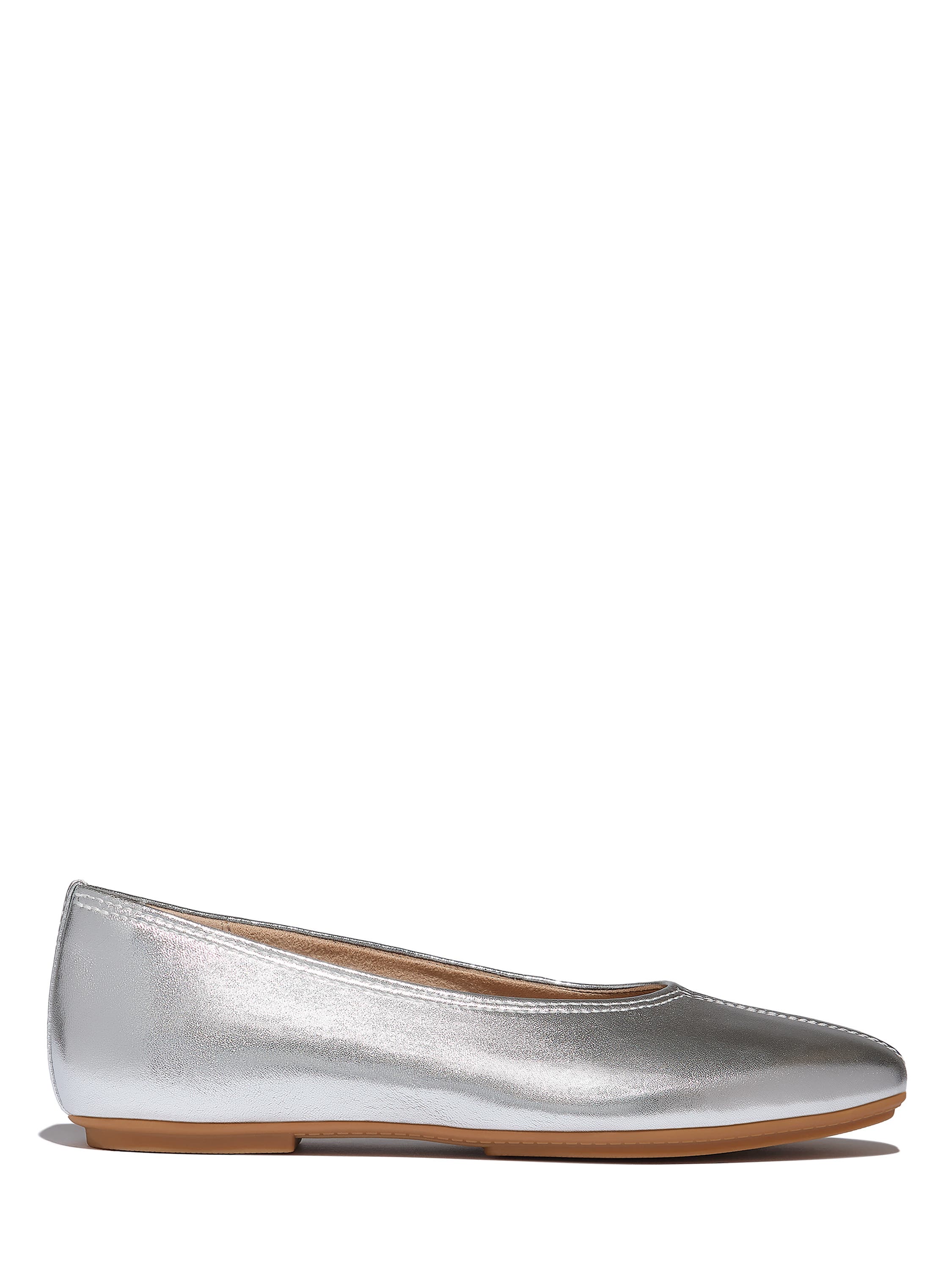 FitFlop Delicato High Cut Soft Leather Ballet Flats, Alternate, color, Silver