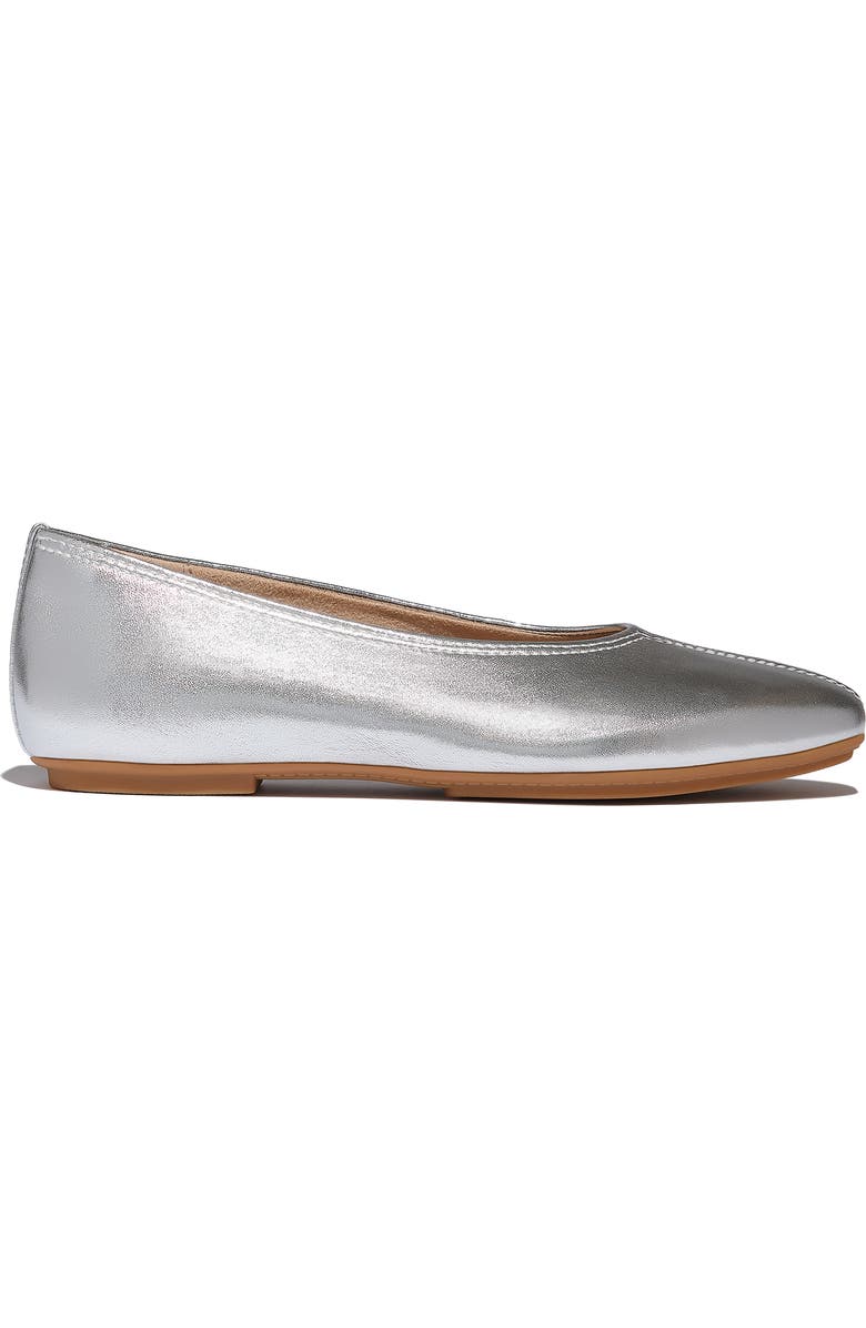 FitFlop Delicato High Cut Soft Leather Ballet Flats, Alternate, color, Silver