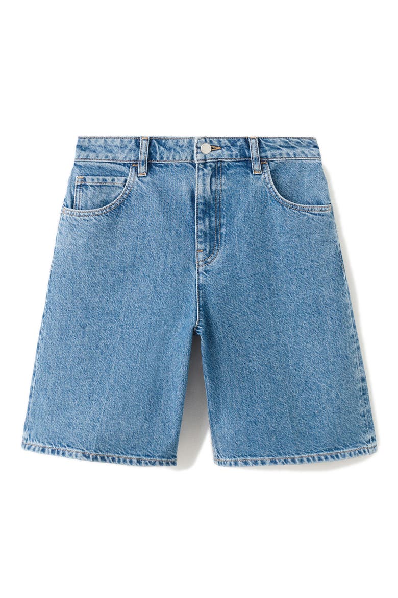 High Waist Long Denim Shorts, Alternate, color, MEDIUM BLUE