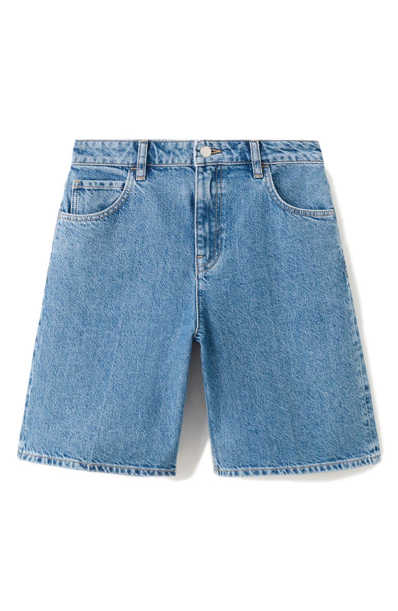 MANGO High Waist Long Denim Shorts, Alternate, color, Medium Blue