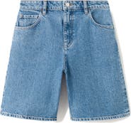 MANGO High Waist Long Denim Shorts