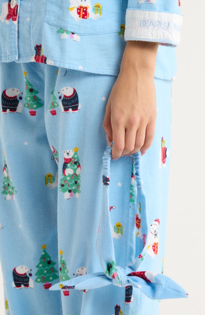 PJ Salvage Print Flannel Pajamas, Alternate, color, Ice Blue