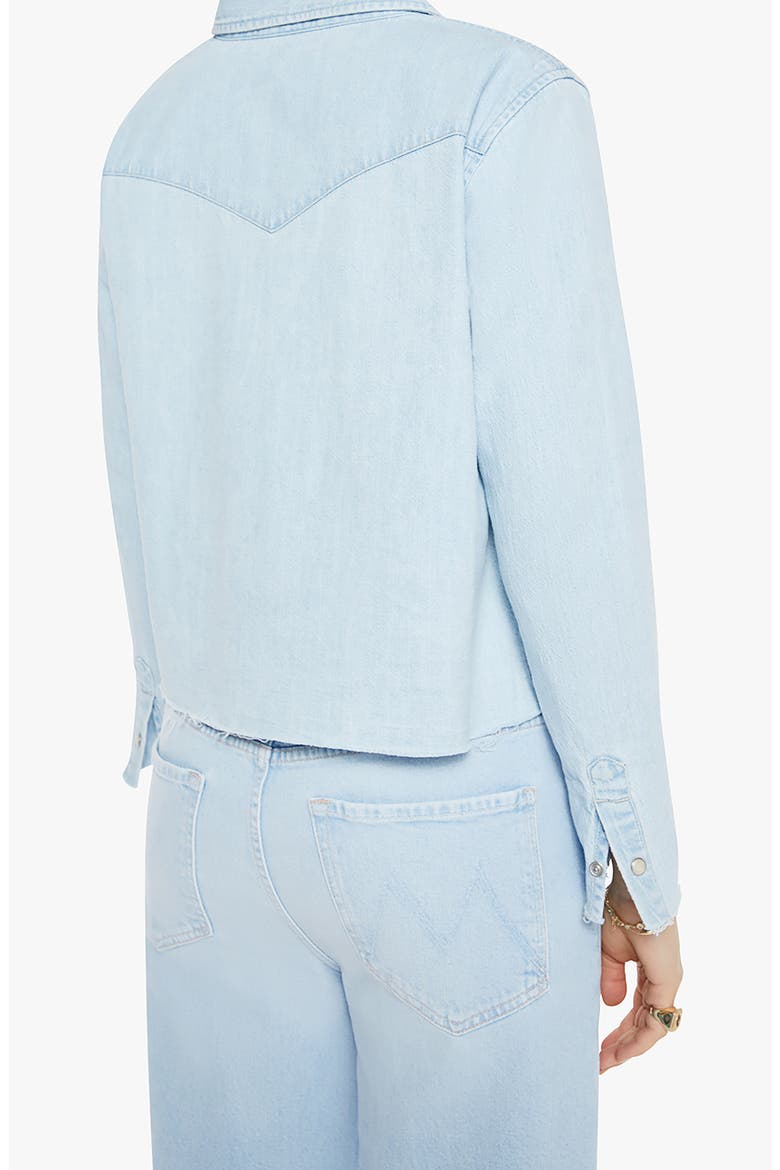 The Super Exes Frayed Step Hem Crop Snap-Up Denim Shirt, Alternate, color, NO END IN SIGHT